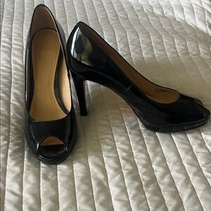 Cole Haan Nike Air Black Patent Peep-Toe Heels